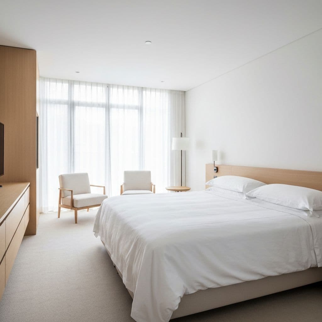 Clean modern bedroom representing pest-free sleeping environment